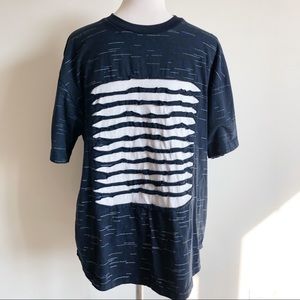 King Maker Slashed Panel Blue Short Sleeved Tee L